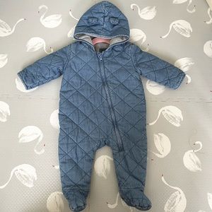 Baby Gap quilted chambray bear one piece